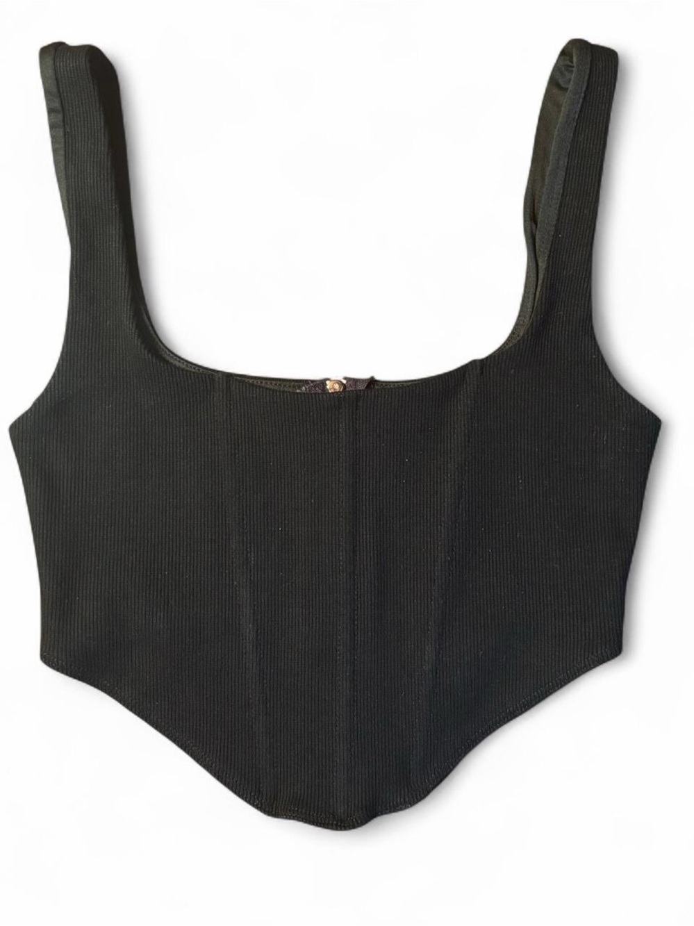 Princess Polly Black Ribbed Corset Tank Top